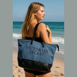 Victoria's Secret Blue and Black Tote Bag